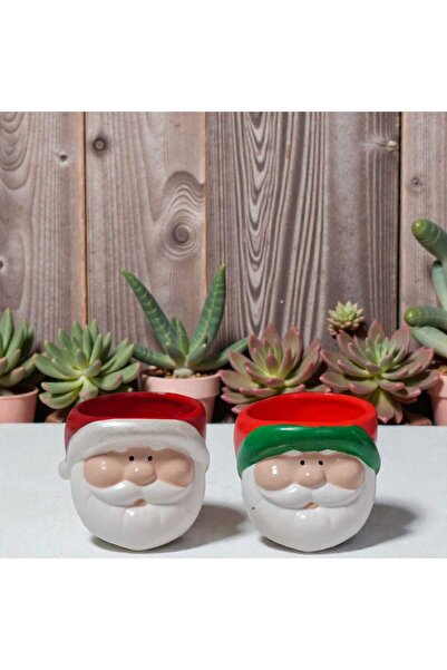 KELEBEK RÜYASI SANAT ATOLYESİ NOEL SAKSI-2'li Noel Baba Figürlü Saksı , Skule...