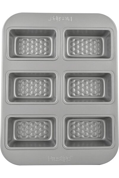 Prestige Bakemaster Mini Loaf Pan 6 Cup PR51304, Grey, Carbon Steel