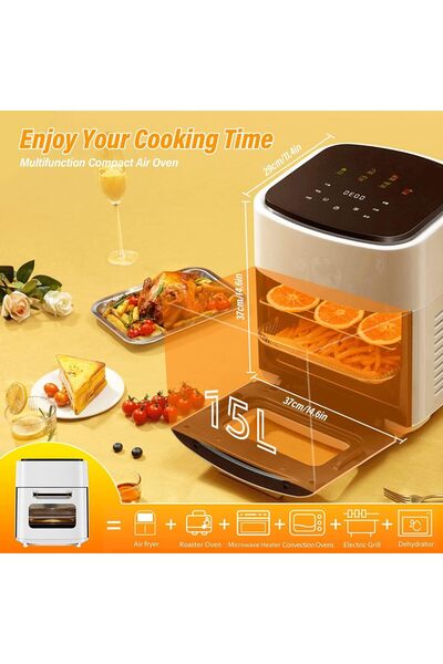 Generic Air Fryer Oven, 15L Digital Air Fryer, 8-in-1 Rotisserie and Convection Oven, LED Touch Scree