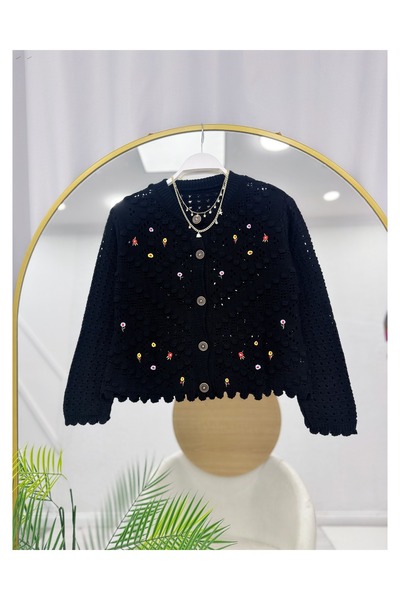 YEDİLALE Floral Knit Cardigan with Flared Skirt Two-Piece Set [Cardigan is standard size, skirt is sized]