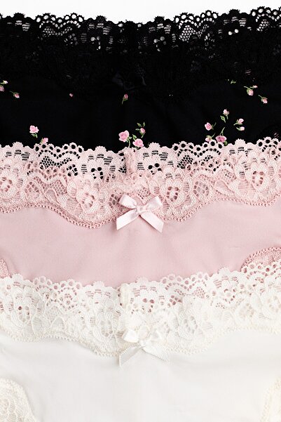 H&M 5'li Mikrofiber ve Dantel Brazilian Külot