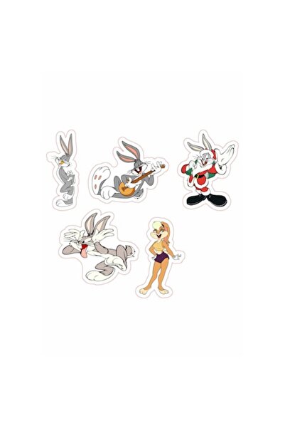 autostickere Set de 5 stickere decorative interior/exterior, Looney Tunes, Bugs Bunny și Lola Bunny, 15 cm fiecare