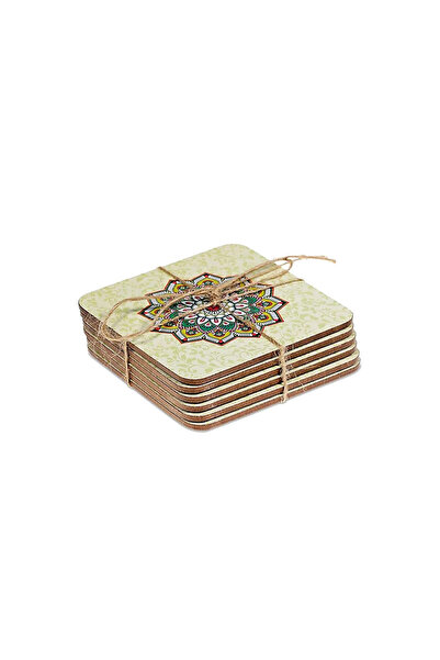 Support Green Mandala coasters set of 6