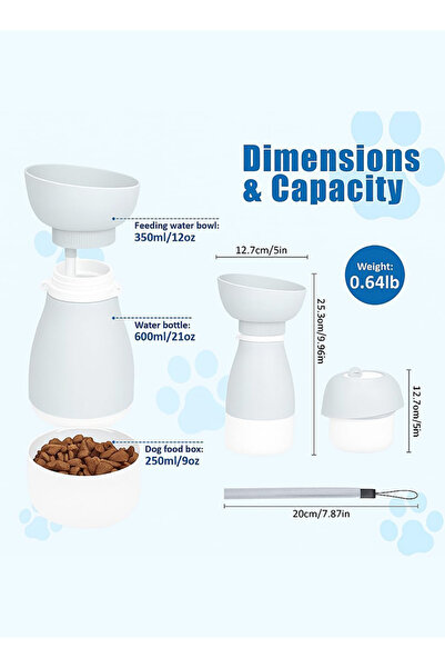 Sellix Portable Dog Bottle Water Bottle with 600ml Water & 270ml Food Compartment