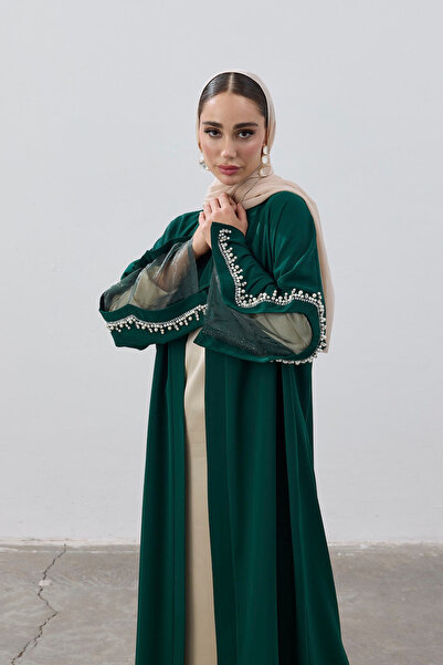 ViadelAtelier İNCİ KOL DETAYLI ABAYA