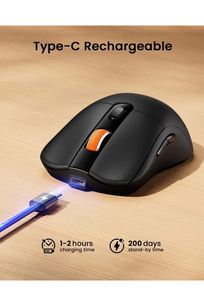 ProtoArc EM15 Bluetooth Rechargeable Tri-Mode Wireless Mouse - USB C, 2.4G - Black