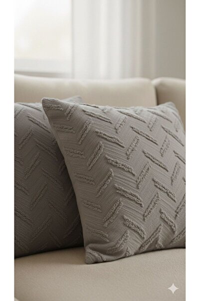 BH BABY HOME غطاء وسادة زخرفي فاخر ذو ملمس مميز 45×45 سم – نمط حياكة عصري قطعتان