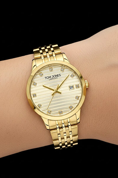 Tom Jones Kadın kol saati gold renk 3atm su gecirmez çelik oejınal 2 yıl gara...