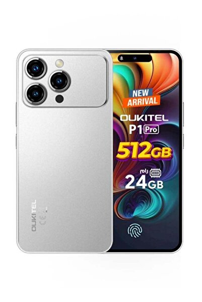 oukitel P1 Pro Dual SIM phone 8+16 GB RAM, 512 GB internal, Silver, 4G LTE - Middle East Edition