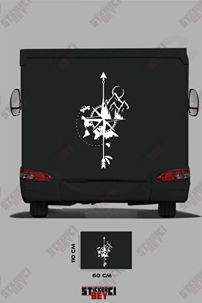 STİCKERCI BEY ملصق تزيين للعربات المتنقلة بتصميم البوصلة والطبيعة