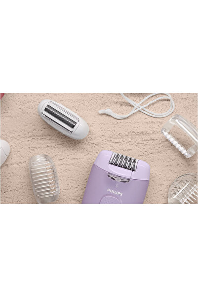Philips Epilator Series 4000 BRE257/00, 2 speed settings, washable epilation head, 4 accessories, Lilac