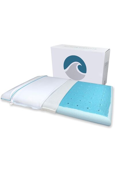 Generic Bluewave Bedding Ultra Slim CarbonBlue Max Cool Gel Memory Foam Pillo...