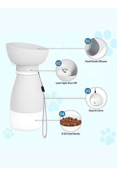 Sellix Portable Dog Bottle Water Bottle with 600ml Water & 270ml Food Compartment