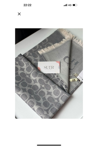 Şalcı C Pattern Cotton Wool Silk Shawl Double Color