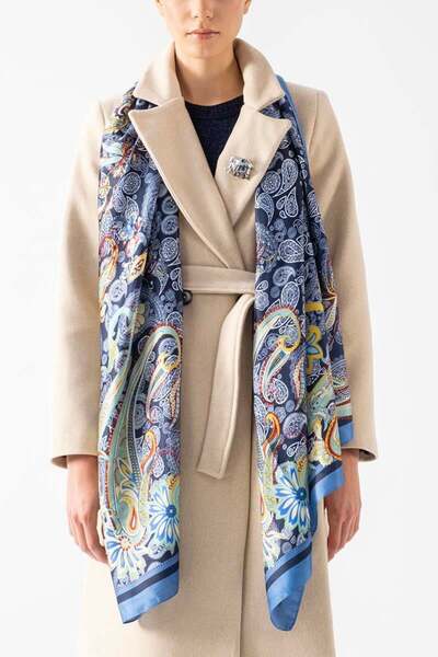 Spazio Soderbergh Desenli Şal LACİVERT