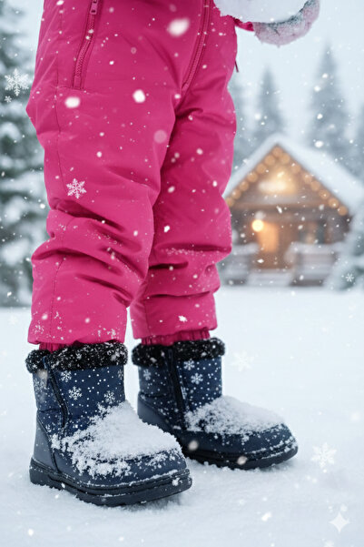 Deniz Terlik Дівчачі зимові черевики з хутряною підкладкою та сніговим візерунком | Черевики |