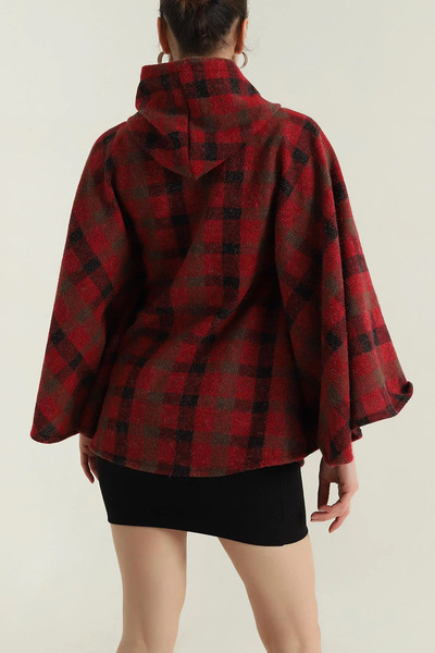 Esma Style Kadın Ekose Triko Panço