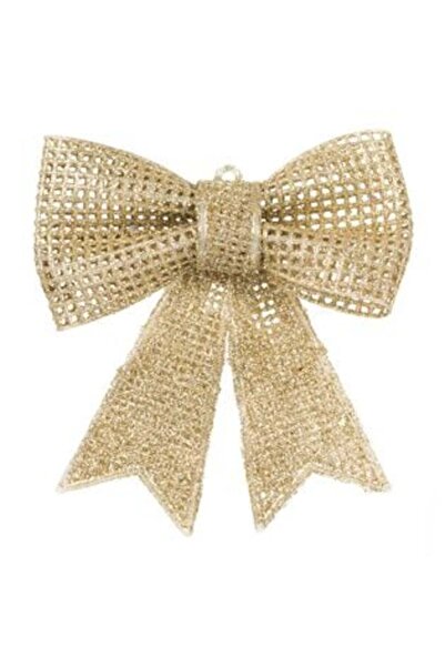 OEM Fundă decorativă de Crăciun bej cu sclipici 13 cm