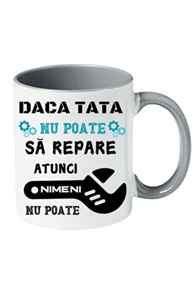 T&M Personalizare Personalized mug - If dad can't fix it, gray, 330 ml