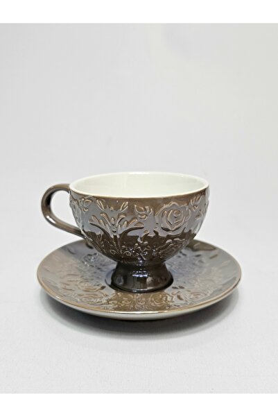 Casalina Set of 2, cup and saucer, ceramic, embossed Roses pattern, 180 ml