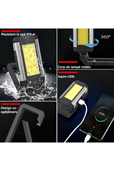 LEDIGANT Portable LED COB Flashlight K011 – Powerful Brightness, Compact Design, Silver