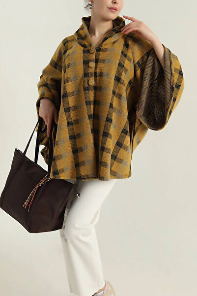 Esma Style Kadın Ekose Triko Panço