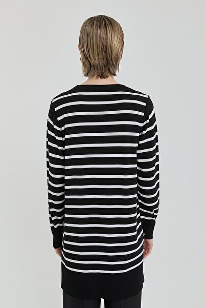 Nihan Striped Rayon Knitwear Tunic