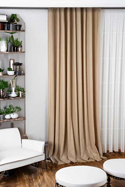 Elen's Velvet Textured Island Background Curtain Soft Suitable for Every Room...