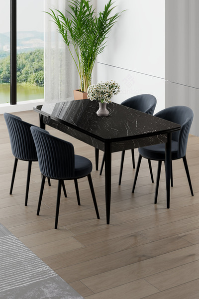 Canisa Asfel Serisi MDF 77x130 Siyah Mermer Desen Yandan Açılabilir Mutfak Ma...