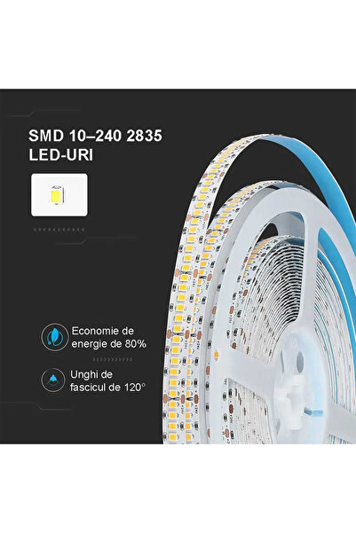 LEDIGANT LED strip 24V, 240 LED/m, SMD 2835, Cold light 6500k, IP20, 10mm, Roll of 10 meters