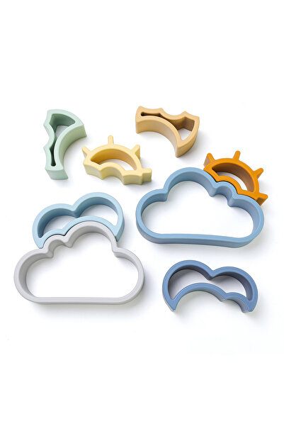 Pitikot Montessori Silicone Shapes Set – Clouds and Sun, Stackable, Sensory Toy for Children