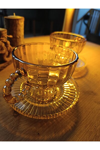 EVCACIYE Gold kristal tabaklı fincan (Sadece tek fincan ve tabak)