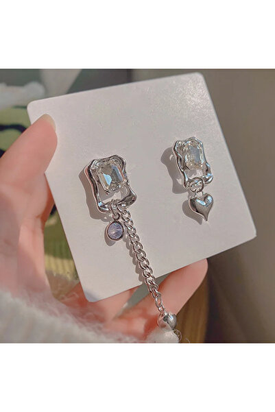 GlaMLo Accessories Asymmetric Earrings with Crystal and Charms