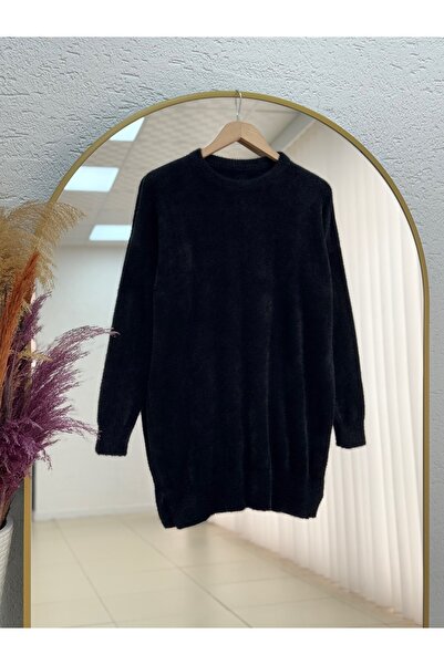 MİHRA STORE Fabiana Side Slits Long Soft Sweater-ZI5255 Black
