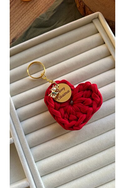Rüya سلسلة مفاتيح محبوكة على شكل قلب لعيد الميلاد