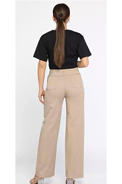 LA TUBA New Product//High Waist//Flexible//Slop//Women's Palazzo Jeans
