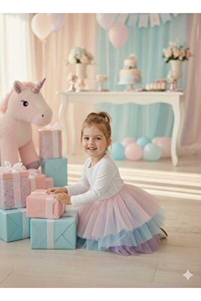 penu baby kids Rochie albă pentru fetiță, cu 3 straturi, cu tulle, cu mâneci lungi, căptușită cu țesătură din jerseu mat