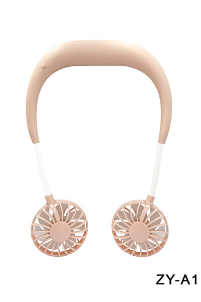 Generic Rechargeable Neckband Dual Fan ZY-A1 with 3 Speeds, USB Charging and Adjustable 360° Heads