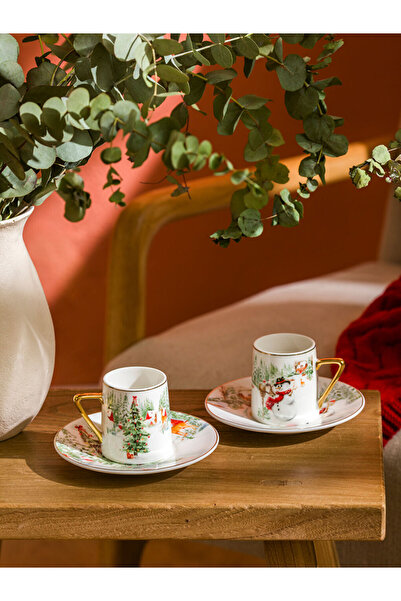 LC Waikiki White Christmas Themed Coffee Cup Set of 2