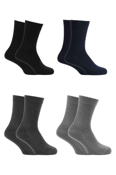 BENİSA ÇORAP Men's Lambswool Wool Winter Socks Multi-Colored 4-Pack