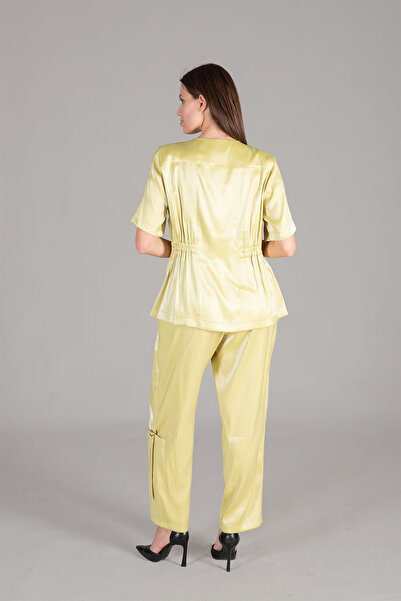 GUMANIZE Women's V-Neck Jacket Pants Set