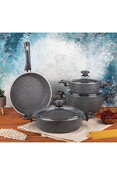 ÖNCÜ MUTFAK EŞYALARI GRANİT 7 PARÇA TENCERE SET