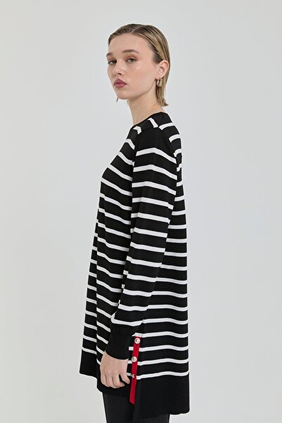 Nihan Striped Rayon Knitwear Tunic