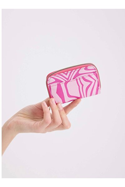 Ebrar Çeyiz Fuchsia Faux Leather Mimi Wallet Card Holder