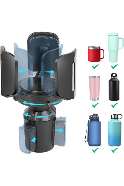 Generic حامل أكواب موسع للسيارة - حامل وقاعدة قابلان للتعديل، يناسب زجاجات بح...