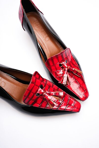 MARCHEO Lily Women's Red Black Patent Leather Heeled Shoes