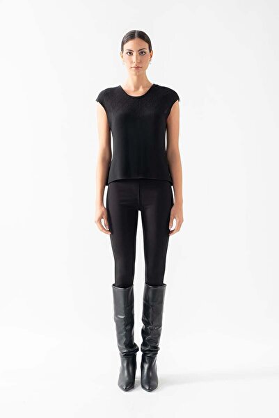 Spazio Zoppelli V Yaka Uzun Kol Simli Salaş Triko SİYAH