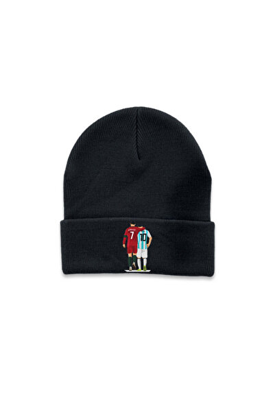 MODA قبعة رونالدو مطبوع الشتوية القابلة للطي باللون الأسود