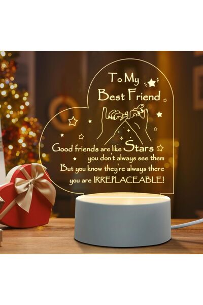 SWIUKPHE مصباح ليلي محفور عليه صورة لأفضل صديقة وأخت - هدية لأعياد الميلاد وم...