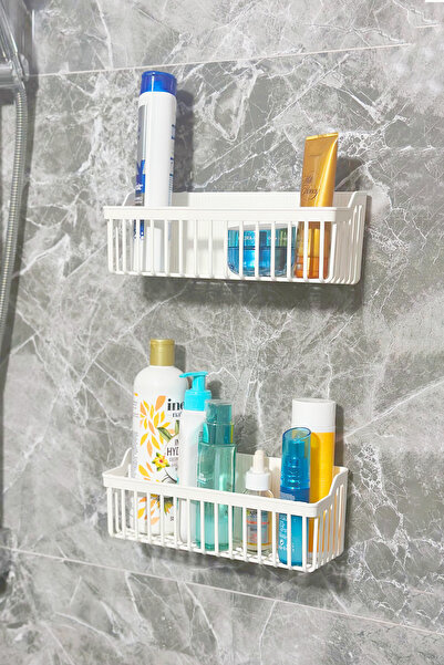 ATA HOME Banyor 6'lı Banyo Seti Yapışkanlı Banyo Düzenleyici Şampuanlık Diş Fırçalık Sabunluk Askılık Takımı
